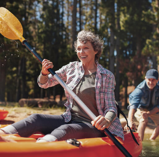 senior woman kayaking