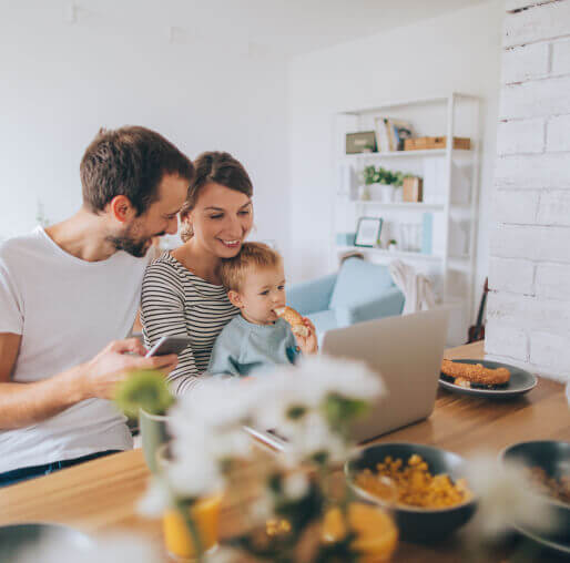 family at computer