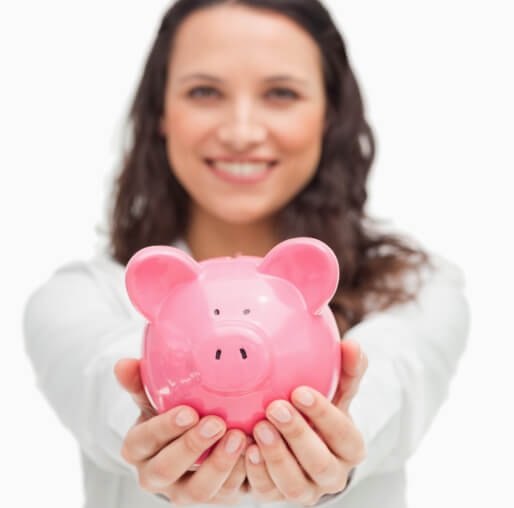 woman holding piggy bank