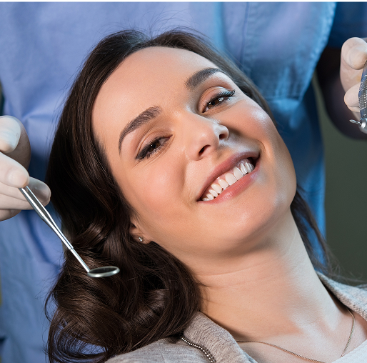 smiling woman at the dentist